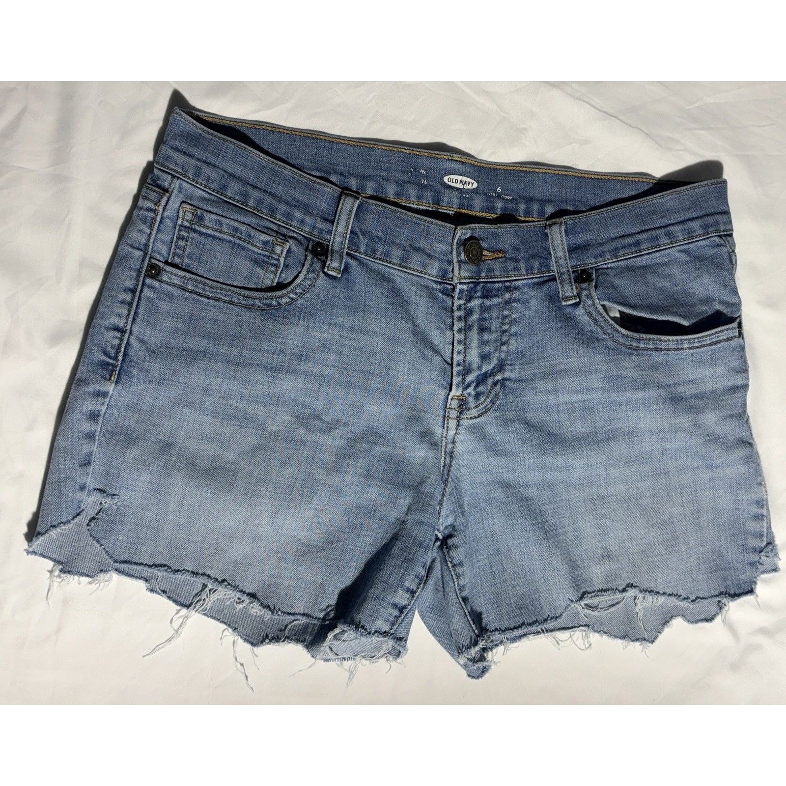 Old Navy Womens Denim Cutoff Shorts Size 6 Blue Mid Wash Frayed Raw Hem